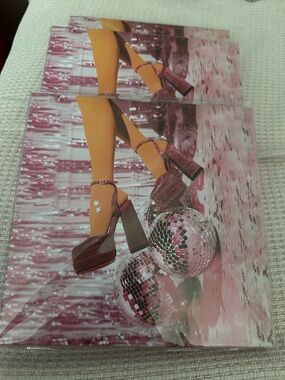 Women’s Pink Platform Block Heel Sandals wall decor 70s party lot of 3